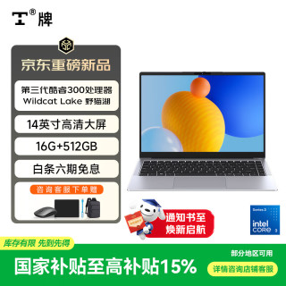 TH T牌钛14SE笔记本电脑2026新款英特尔Core300轻薄便携AI办公16G内存512G容量14寸灰