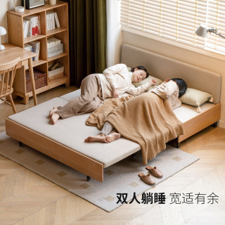 PLUS会员：源氏木语 折叠两用 实木沙发床 椰棕垫