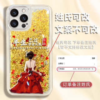 适用苹果14promax百家姓定制半生已过学会沉默防摔流沙手机壳爆款