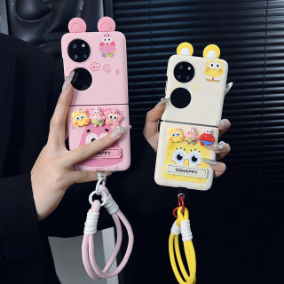适用华为p50pocket手机壳新款pockets套pocket2海底好朋友公仔女P
