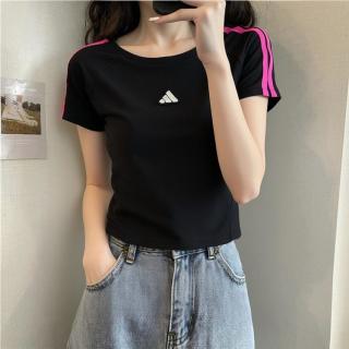 adidas 26年夏季新款女装柔软棉质运动休闲短袖T恤跑步健身修身上衣