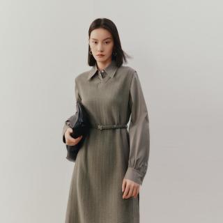限尺码：Meilleur moment MM麦檬春翻领收腰拼接连衣裙女