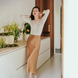 EP YAYING EP雅莹女装 醋酸光泽垂坠感通勤包臀半身裙