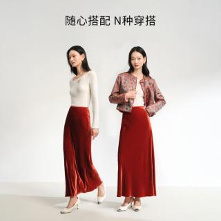 EP YAYING EP YAYING雅莹女装 质感高腰桑蚕丝包臀半身裙