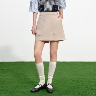 EP YAYING EP雅莹女装 卡其色一粒扣简约大口袋A字裙裤