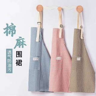 优勤 围裙厨房家用款网红防水防油夏季纯棉做饭围裙男女专用擦手