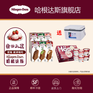 哈根达斯 冰淇淋六连杯100ml*6+脆皮条64g*6加赠保温箱