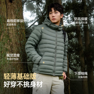 骆驼 火焰羽绒服男26新款情侣韩版轻薄显瘦连帽排骨羽绒内胆外套 青钝绿 M