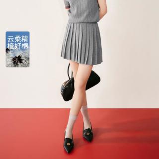 限尺码：伊芙丽 撞色坑条针织百褶短裙女年夏装