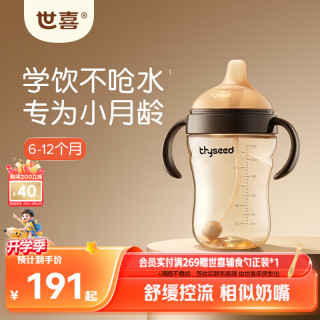 世喜 婴儿学饮杯水杯7个月+宝宝鸭嘴杯PPSU喝水奶瓶牛奶吸管杯300ml 吸管杯 300ml 7月+