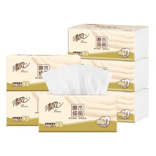 清风 抽纸4层320张软抽原木纯品家用卫生纸面巾纸餐巾纸巾整箱批发 4层 320张*5包