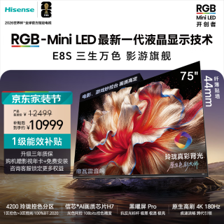 海信 75E8S 液晶电视 75英寸 4K 普通挂架送装一体