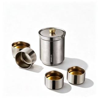 SIMELO 纯钛旅行功夫茶具套装 双层隔热户外露营便携 一壶四杯套装