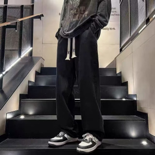 布卡澜琦 青年复古春秋季纯色直筒宽松阔腿 015牛仔裤 L （建议100-115斤）