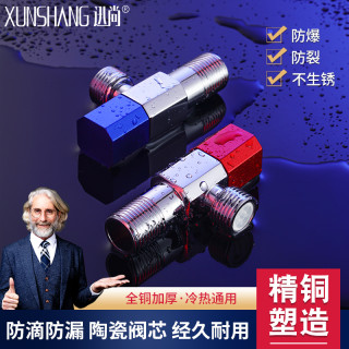 迅尚 角阀全铜加厚冷热水三角阀八字阀门家用马桶热水器球阀止水阀万向