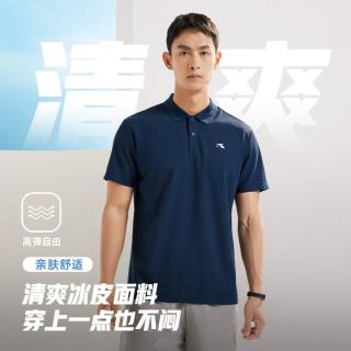 361° 夏季休闲翻领男式简约百搭短袖男款休闲运动T恤上衣