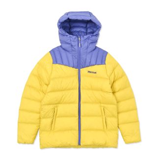 Marmot 女式 W's Lance Down 连帽衫外套, 黄色 x 紫色