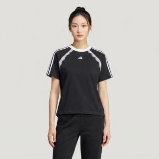 adidas 三条纹舞动系列蕾丝花边休闲运动女子短袖T恤上衣