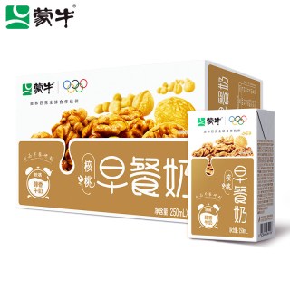 蒙牛 8月蒙牛早餐奶红枣味核桃味牛奶礼盒250mL*16盒整箱批学生早餐奶