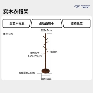 帕沙曼 实木衣帽架落地卧室内客厅挂衣服架子家用简易挂包架原木铂金版