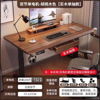 苏木源 实木电动升降桌电脑桌家用带抽屉捷昌双电机书桌学习桌电竞办公桌