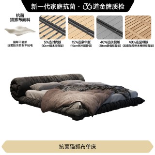 FA SA DI HOUSEHOLD 布艺床北欧侘寂风主卧室设计师现代简约双人意式网红花卷包落地床