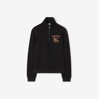 BURBERRY 男装 格纹骑士徽标棉质半拉链针织衫 81359701
