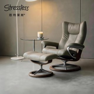 STRESSLESS 思特莱斯挪威进口舒适椅银翅单人沙发真皮躺椅客厅卧室