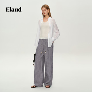 88VIP：E·LAND 衣恋 Eland衣恋休闲裤女竖条纹阔腿显瘦长裤2026秋新款