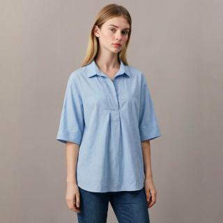 限尺码：ZARA 休闲版宽松套头V领女式衬衫