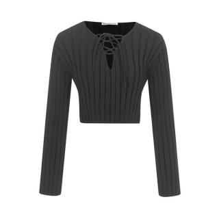 alexanderwang ALEXANDER WANG 女士简约气质v领休闲舒适短款套头毛衣