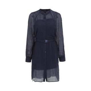 Armani Exchange 女士优雅文艺气质衬衫式插肩袖有内衬防走光休闲连衣裙