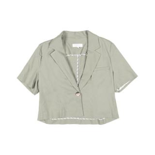 ZARA 女式高级感纯色短款简约休闲短袖西服上衣