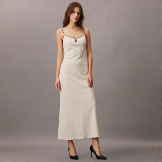 Massimo Dutti 缎面镶边吊带连衣裙