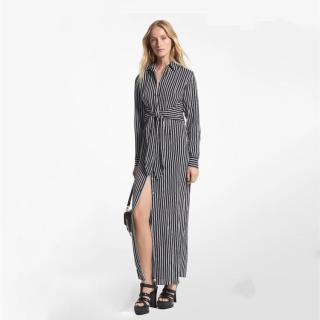 MICHAEL KORS 时尚潮流长袖条纹衬衫连衣裙
