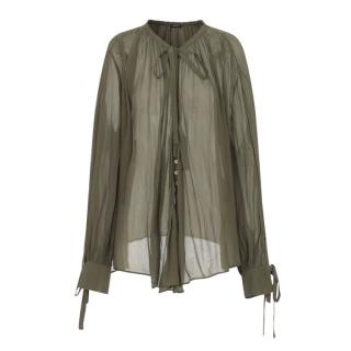 Massimo Dutti 法式轻熟风肌理感皱褶气质通勤女式衬衫