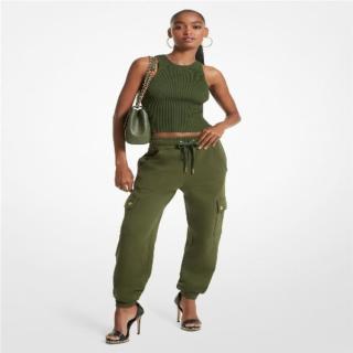 MICHAEL KORS 女士时尚潮流纯色简约多口袋设计感薄绒休闲束脚裤