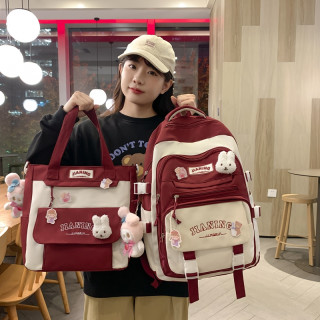 奇咔洛 小清新书包女初中生可爱小学生双肩包中学生大容量轻便背包