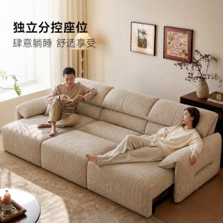 ddc 大象耳朵雪尼尔布艺电动三人位沙发床客厅智能多功能棉麻沙发