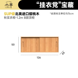 小半 家具樱桃木衣柜推拉门家用卧室北欧简约储物收纳柜实木大衣橱