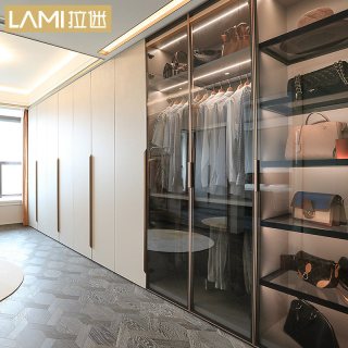 拉迷 全屋定制整体家具步入式卧室玻璃门衣柜金属衣帽间家居定做