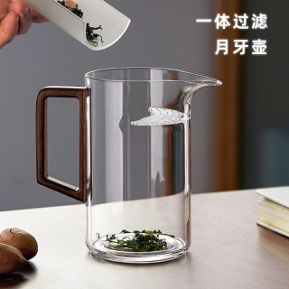 忆壶茶 望凌月牙壶 玻璃泡茶壶 550ml 透明