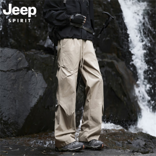 JEEP SPIRIT 吉普冲锋裤男2025秋季伞兵休闲裤子男宽松直筒工装长裤 卡其色 2XL (140-155斤)