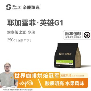 sinloy 辛鹿咖啡 Sinloy Reserve 耶加雪菲英雄G1咖啡豆 250g 轻度烘焙