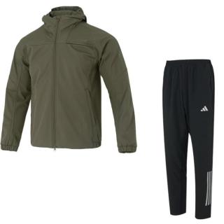 adidas 男装上衣梭织夹克连帽休闲保暖运动外套男裤宽松长裤