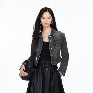 VERO MODA 26秋新品正肩水洗金属纽扣休闲修身短款牛仔外套女