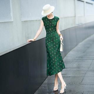 限尺码：SAIER QUEEN 复古碎花100%桑蚕丝鱼尾摆中长款真丝裙新女夏14姆米