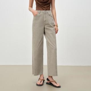 自巧 小个子斜向拼接设计直筒九分裤毛边牛仔裤女2026夏季休闲高腰裤