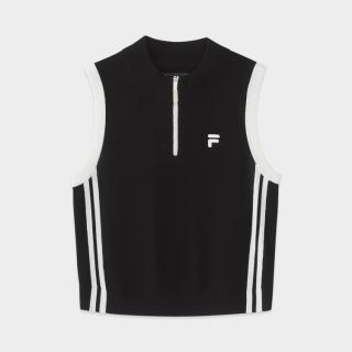 FILA 女装FUSION系列运动休闲薄背心女士时尚紧身无袖编织背心