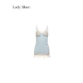 LADYALLURE 金屋藏娇法式镂空蕾丝露背网纱睡裙